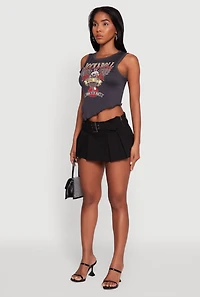 Womens Rock and Roll Graphic Cropped Tank Top, Grey, Size S