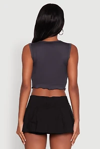 Womens Rock and Roll Graphic Cropped Tank Top, Grey, Size S