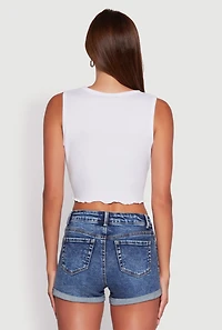 Womens Rock and Roll Graphic Cropped Tank Top, White, Size XL