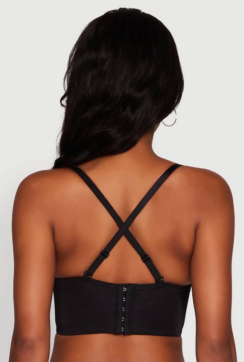 Womens Gemstone Faux Pearl Beaded Bustier Top, M