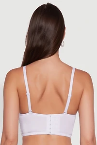 Womens Gemstone Faux Pearl Beaded Bustier Top, White, Size L
