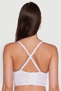 Womens Gemstone Faux Pearl Beaded Bustier Top, White, Size L