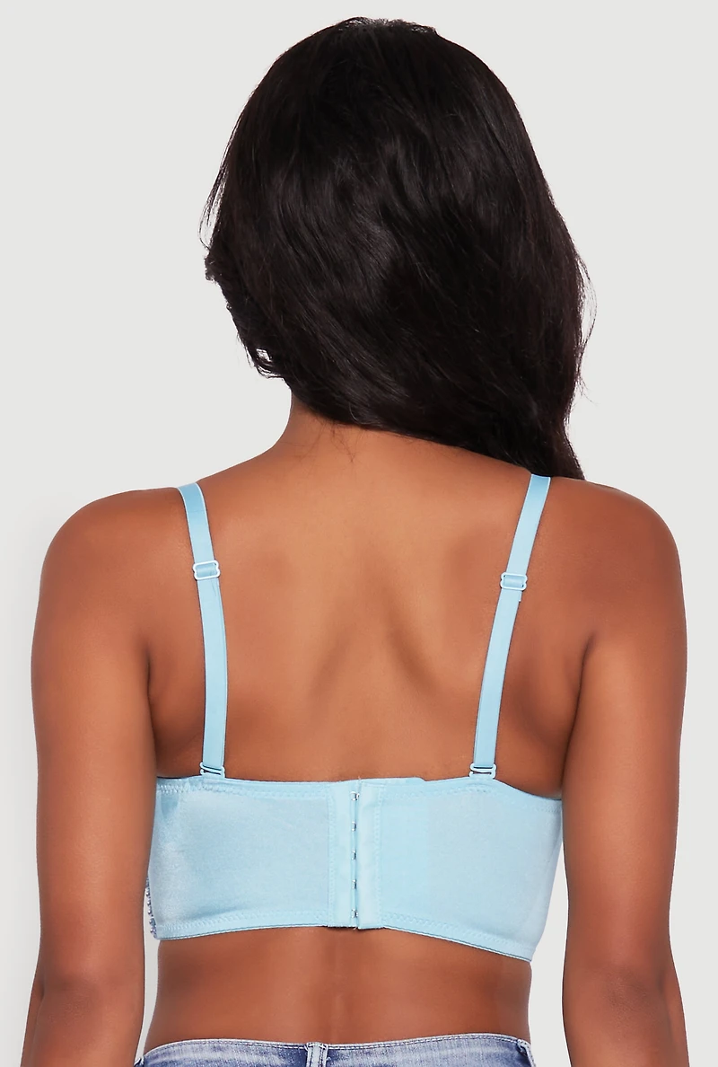 Womens Gemstone Faux Pearl Beaded Bustier Top,