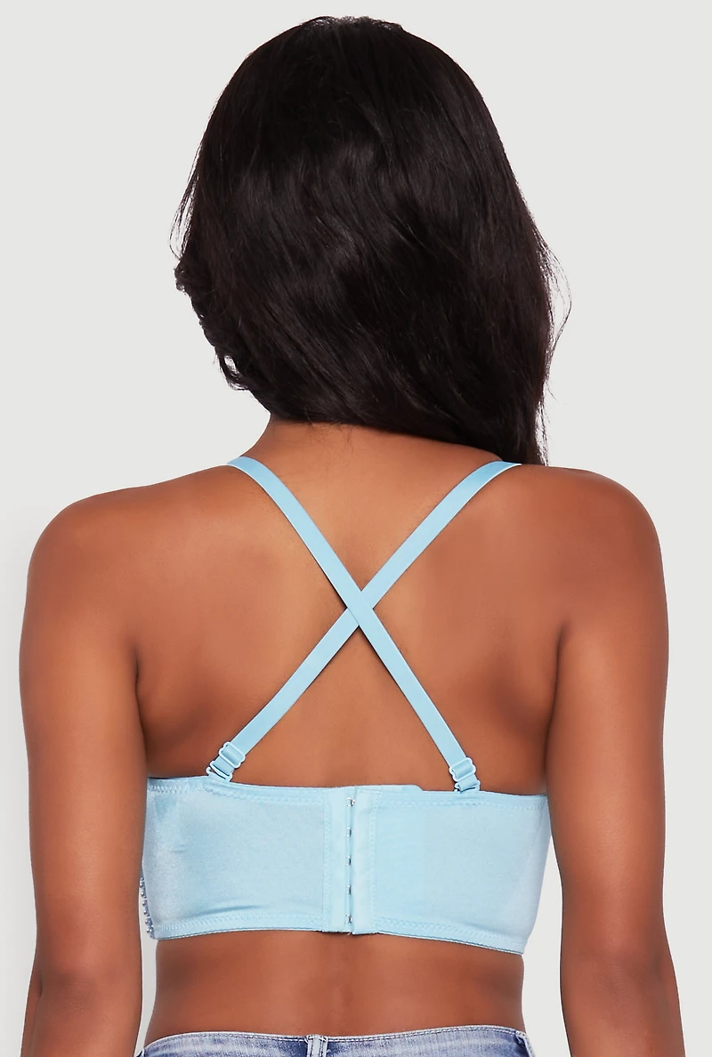 Womens Gemstone Faux Pearl Beaded Bustier Top,
