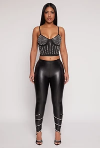 Faux Pearl Rhinestone Bustier Top