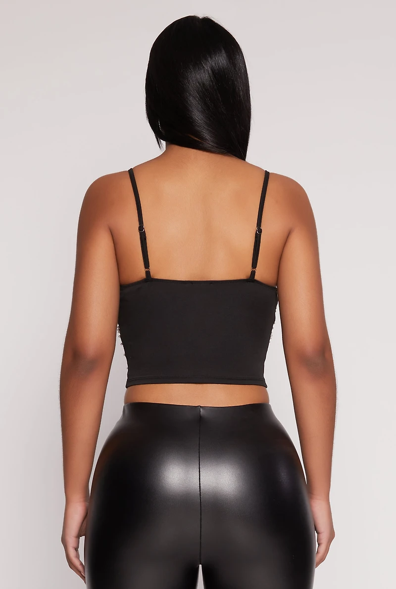 Faux Pearl Rhinestone Bustier Top