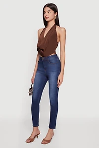 Cowl Neck Halter Crop Top