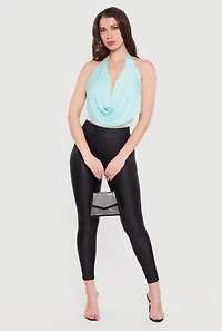 Cowl Neck Halter Crop Top