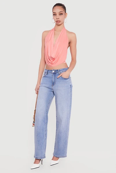 Cowl Neck Halter Crop Top