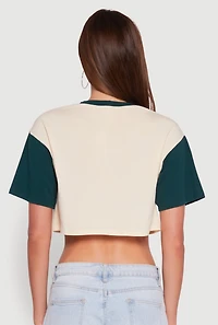 Womens Trendy 23 Graphic Crew Neck Cropped Baseball Tee, Multi, Size XL