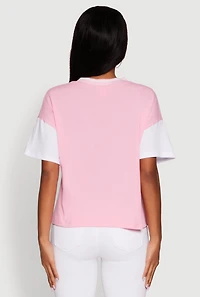 Womens Trendy 23 Graphic V Neck Baseball Tee, Pink, Size XL