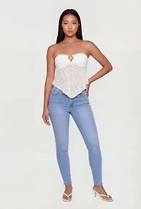Celestial Sun Pendant Strapless Lace Top