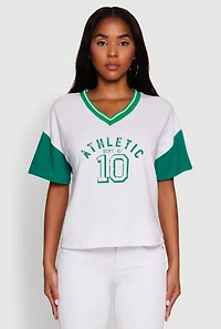 Athletic Dept Graphic V Neck Baseball Tee