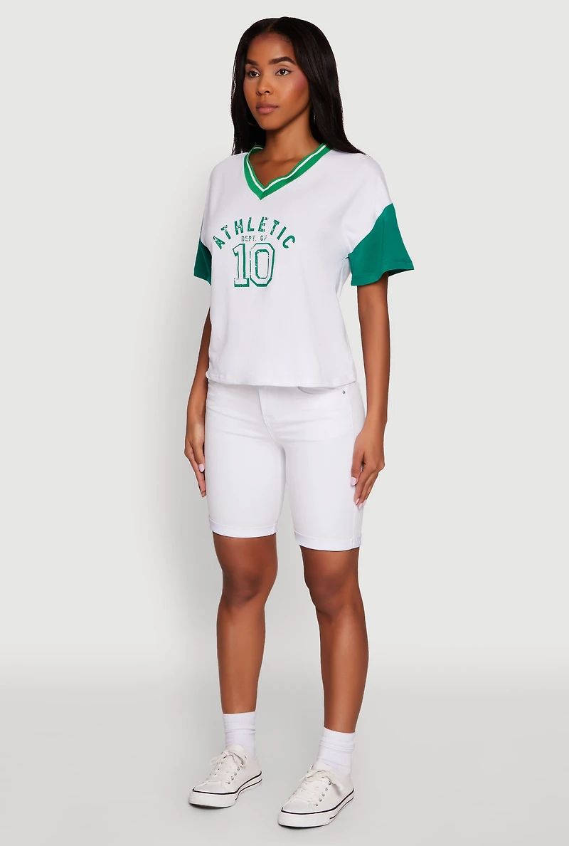 Athletic Dept Graphic V Neck Baseball Tee