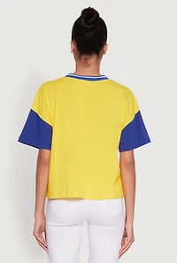 Womens Athletic Dept Graphic V Neck Baseball Tee, Multi, Size L