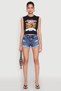 Womens Classic American Motorcycles Graphic Muscle Tank Top, Black, Size S
