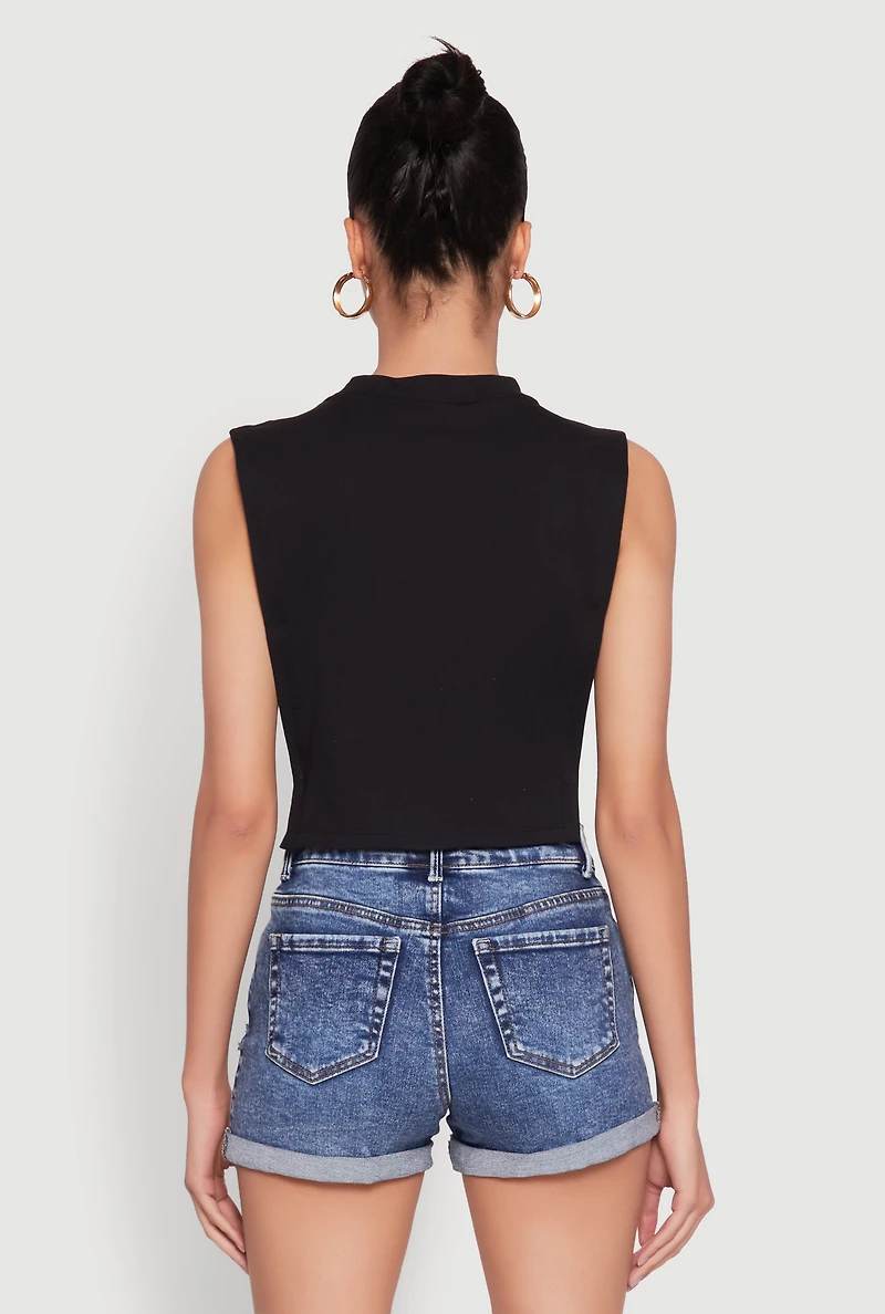 Womens Classic American Motorcycles Graphic Muscle Tank Top, Black, Size S