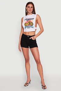 Womens Classic American Motorcycles Graphic Muscle Tank Top, White, Size M