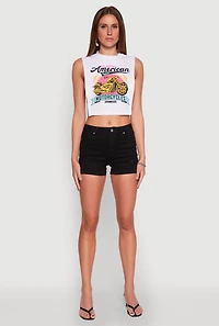 Womens Classic American Motorcycles Graphic Muscle Tank Top, White, Size S