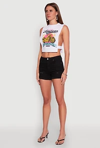 Womens Classic American Motorcycles Graphic Muscle Tank Top, White, Size M