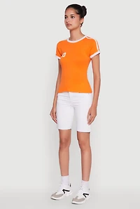 Stylish 83 Graphic Contrast Trim Tee