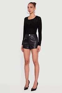 Greek Key Velvet Burnout Long Sleeve Top