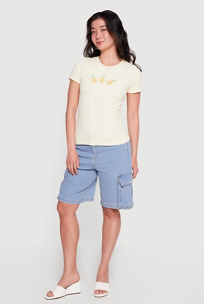 Seamless Compression Rib Knit Fruit Graphic Tee