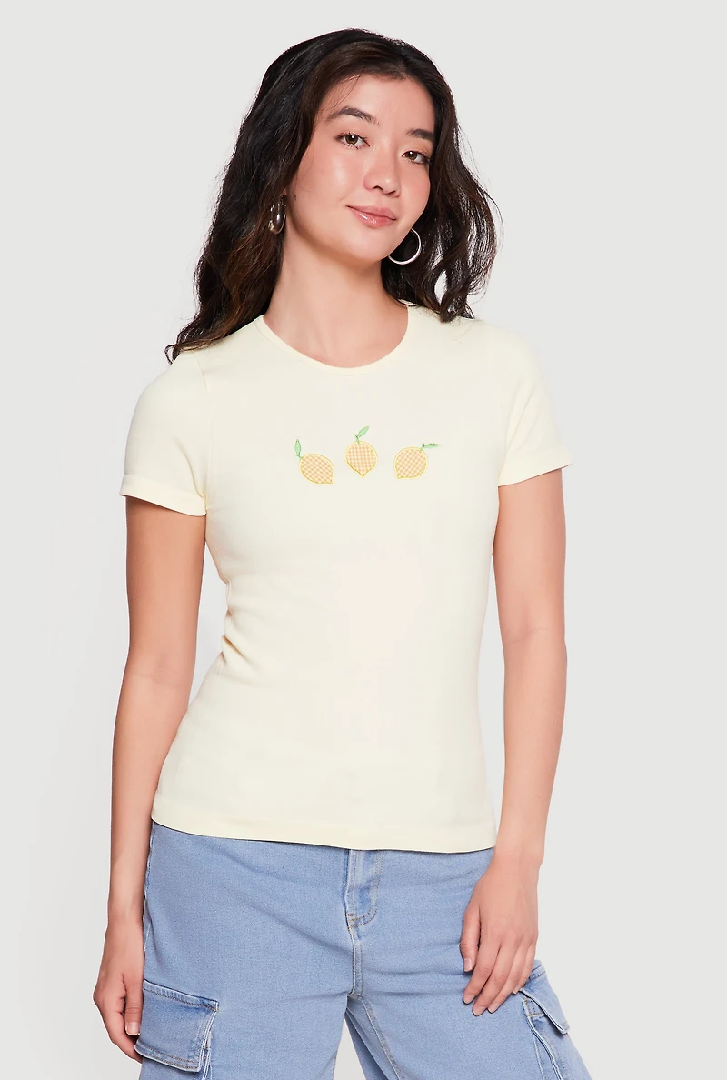 Seamless Compression Rib Knit Fruit Graphic Tee