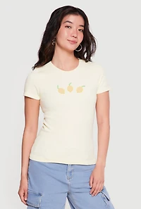 Seamless Compression Rib Knit Fruit Graphic Tee