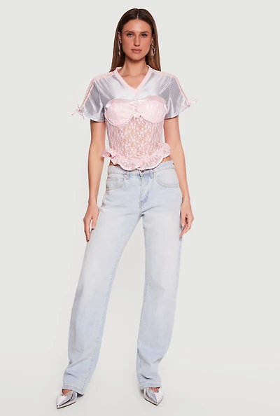 Lace Cropped Jersey Corset Top