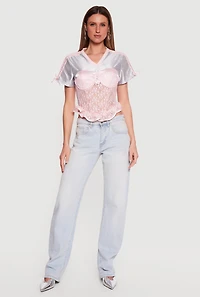 Lace Cropped Jersey Corset Top