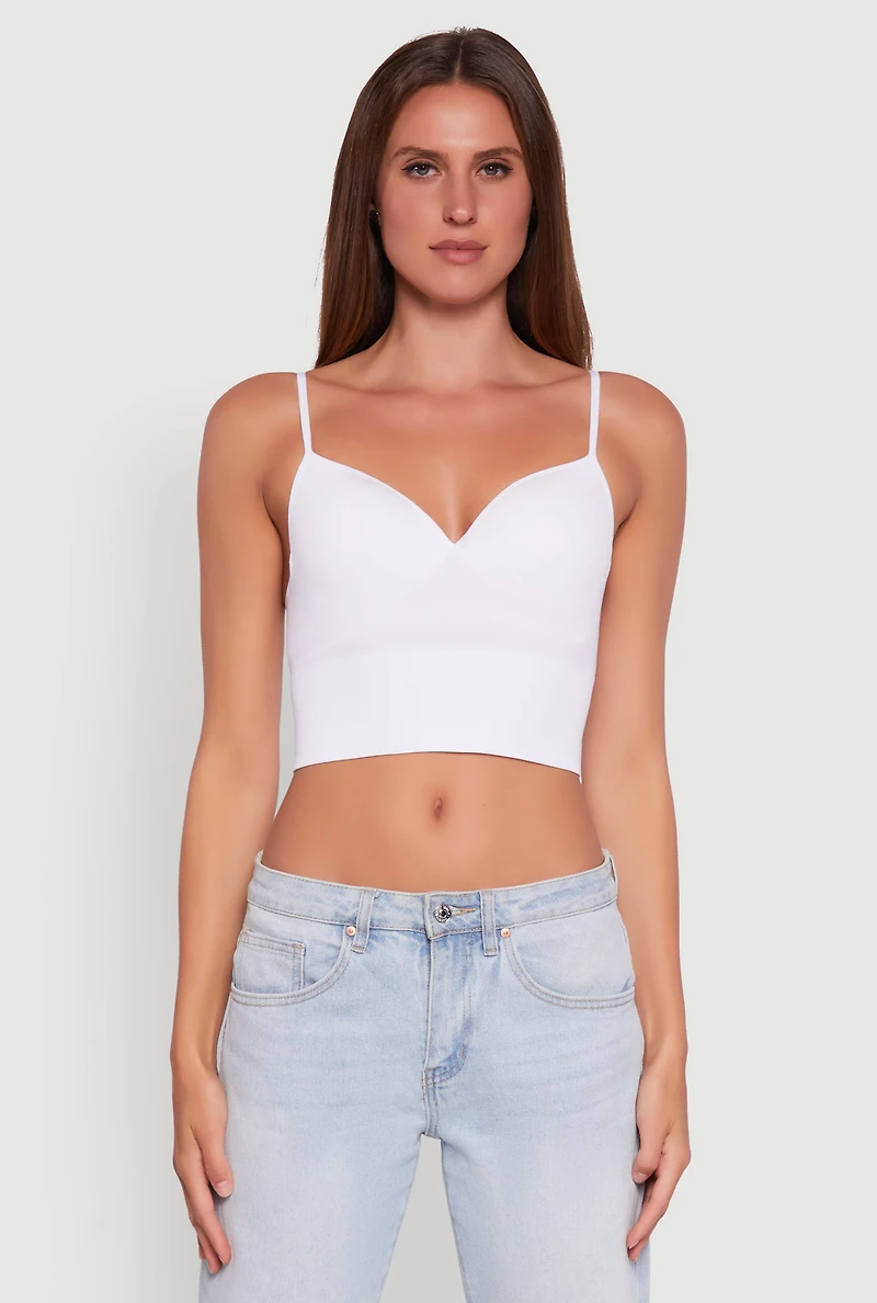 Seamless Cropped Padded Shelf Bra Cami