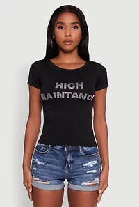 Womens Graphic Print Crew Neck T-Shirt, Black, Size L-XL