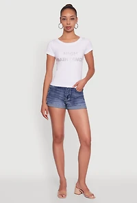 Womens Graphic Print Crew Neck T-Shirt, White, Size S-M