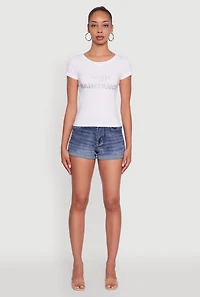 Womens Graphic Print Crew Neck T-Shirt, White, Size S-M