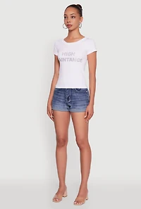 Womens Graphic Print Crew Neck T-Shirt, White, Size S-M