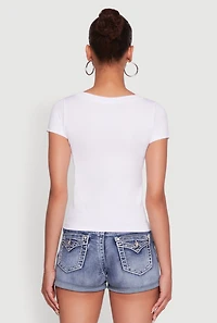 Womens Graphic Print Crew Neck T-Shirt, White, Size S-M