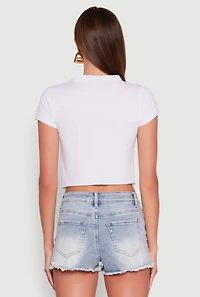 Womens Skull Laser Cut Graphic Tee, White, Size M