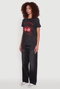 Womens Mineral Wash Good Vibes Forever Graphic Tee,
