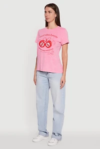Womens Mineral Wash Good Vibes Forever Graphic Tee, Pink, Size M