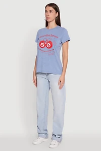 Womens Mineral Wash Good Vibes Forever Graphic Tee,