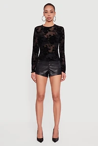 Floral Velvet Burnout Long Sleeve Top