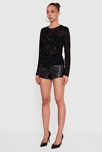 Animal Print Velvet Burnout Long Sleeve Top