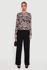 Animal Print Velvet Burnout Long Sleeve Top