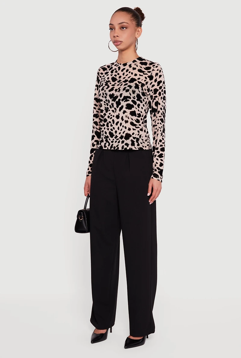 Animal Print Velvet Burnout Long Sleeve Top