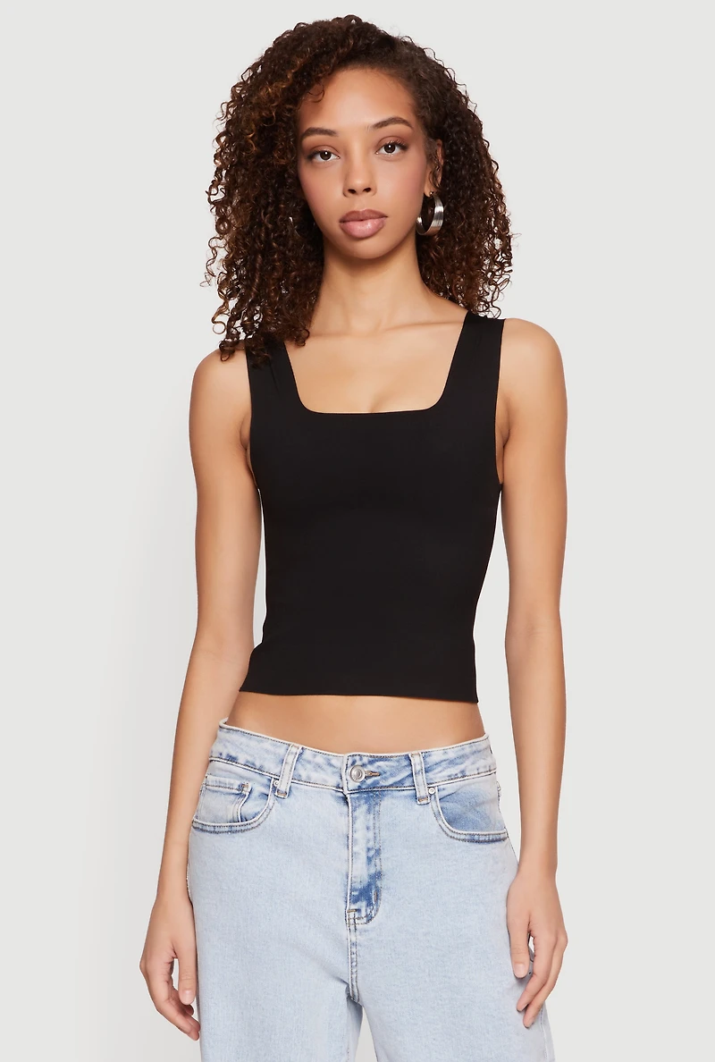 Square Neck Sleeveless Crop Top