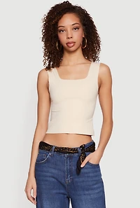 Square Neck Sleeveless Crop Top