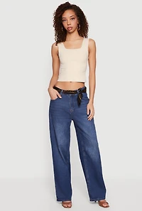 Square Neck Sleeveless Crop Top