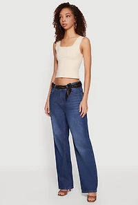 Square Neck Sleeveless Crop Top