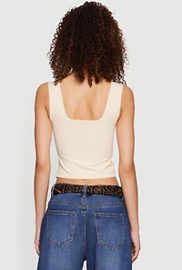 Square Neck Sleeveless Crop Top